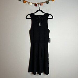 NWT Express black stretchy knit fit & flare dress